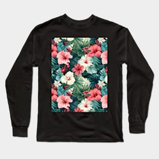 #6 Floral Pattern. Hibiscus Flower Pattern. Long Sleeve T-Shirt